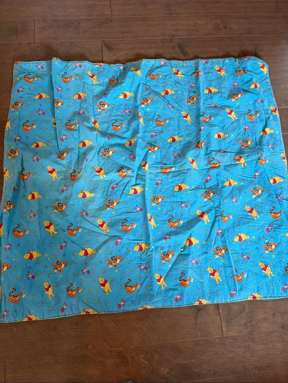 Vintage handmade blanket - Blue Winnie the Pooh Pattern